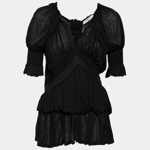 Givenchy Black Givenchy Black Stretch Knit Ruched Draped Top Small